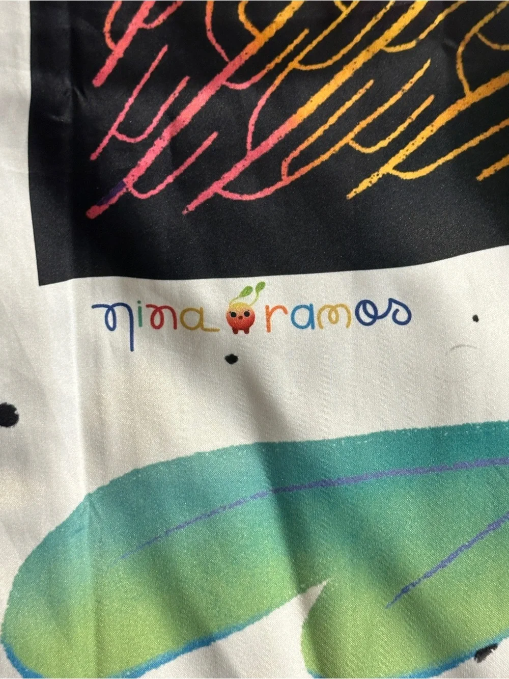 Nina Ramos Floral Fruit Print Scarf in Multicolord. No Tags. Probably Polyester
